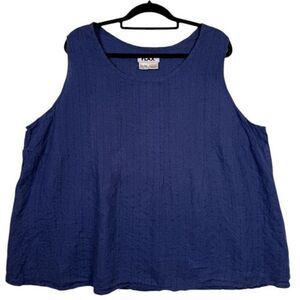 FLAX Linen Textured Sleeveless Top Blue Size 22-24 (Flax Size 2G)